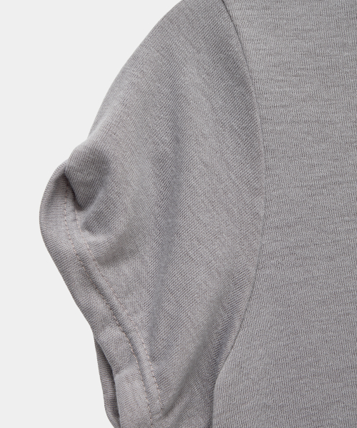 Drape Pintuck Zipper Roll-Up Short Top (Gray)