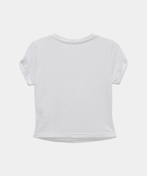 Drape Pintuck Zipper Roll-Up Short Top (Ivory)