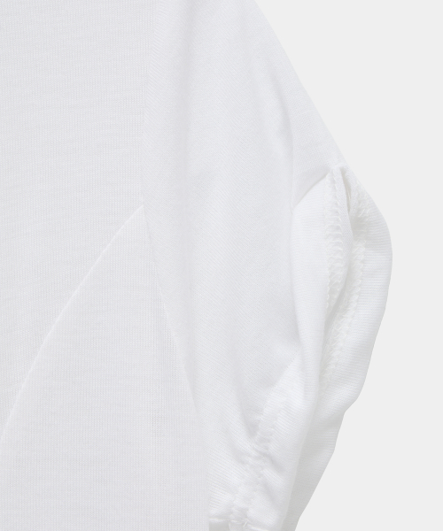 Drape Pintuck Zipper Roll-Up Short Top (Ivory)