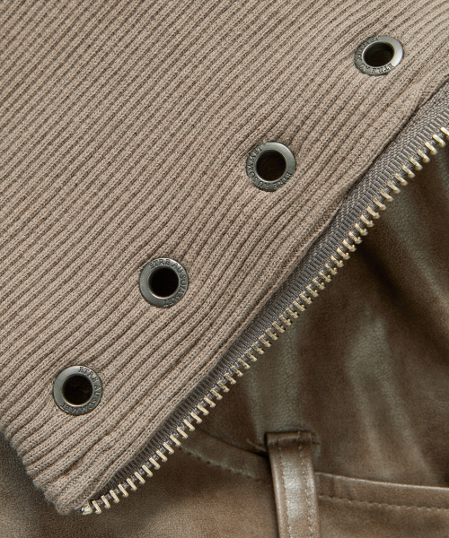 Front Zipper Belt Leather Skirt Pants (Moca)