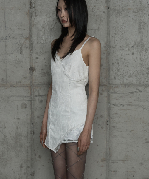 Double Layer Lace Back Corset Slip (Ivory)
