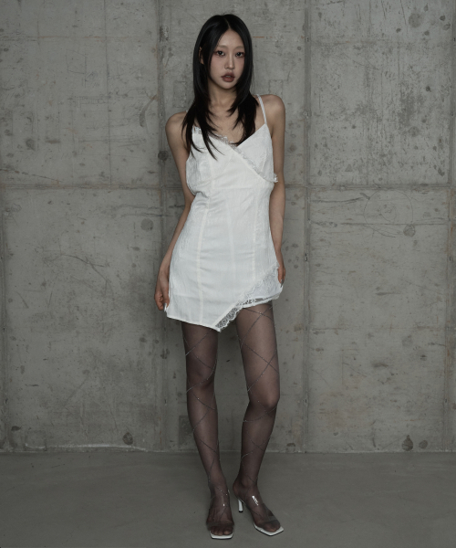 Double Layer Lace Back Corset Slip (Ivory)