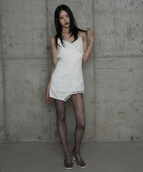 Double Layer Lace Back Corset Slip (Ivory)