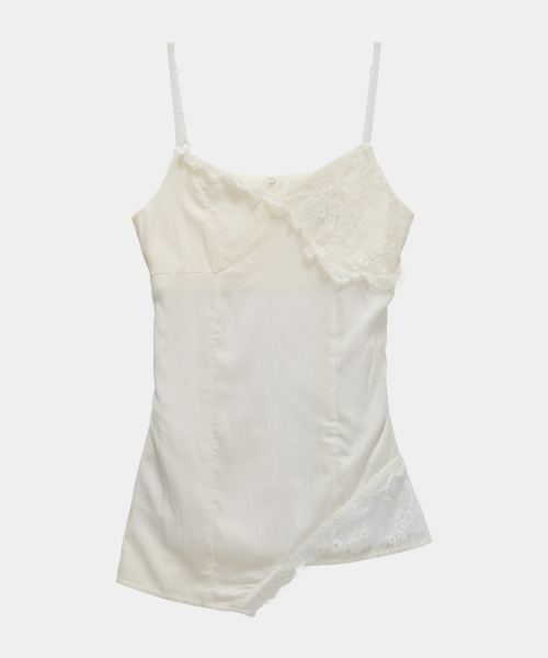 Double Layer Lace Back Corset Slip (Ivory)