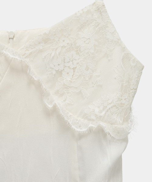 Double Layer Lace Back Corset Slip (Ivory)