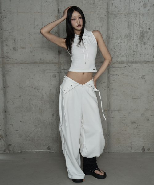Halter Back Circle Corset Collar Sleeve (White)