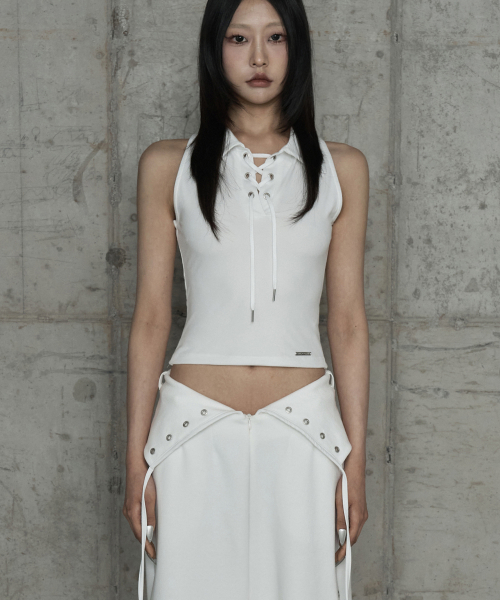 Halter Back Circle Corset Collar Sleeve (White)