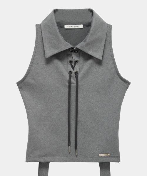 Halter Back Circle Corset Collar Sleeve (Dark Gray)