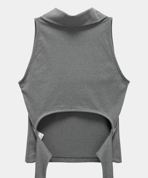 Halter Back Circle Corset Collar Sleeve (Dark Gray)