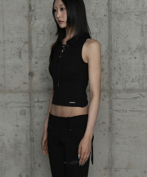 Halter Back Circle Corset Collar Sleeve (Black)