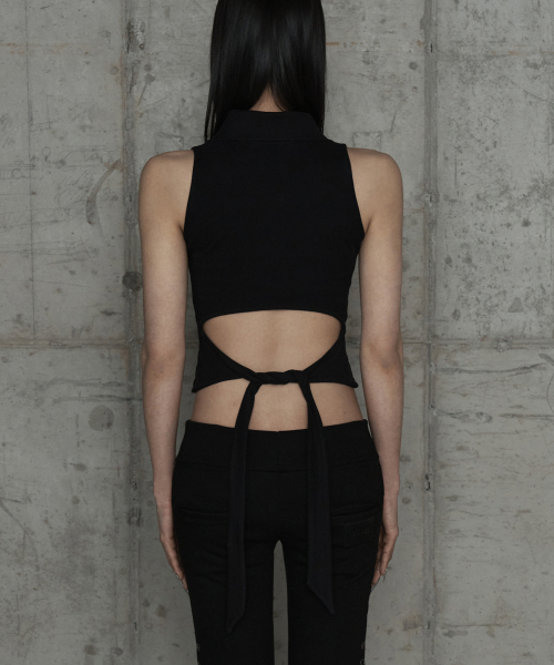 Halter Back Circle Corset Collar Sleeve (Black)