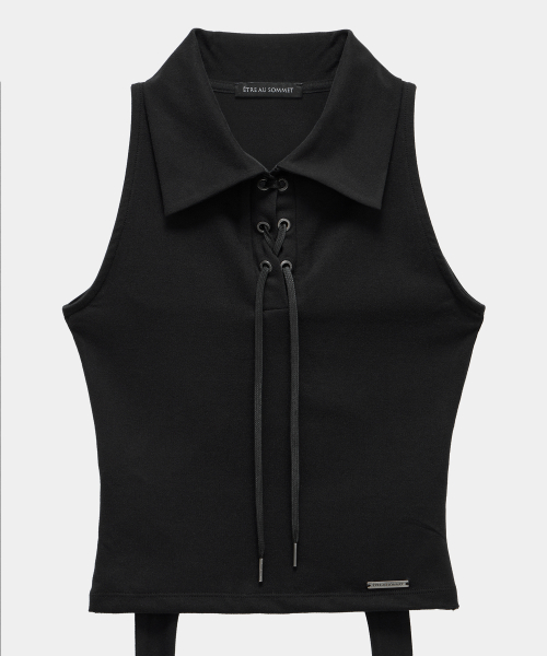 Halter Back Circle Corset Collar Sleeve (Black)