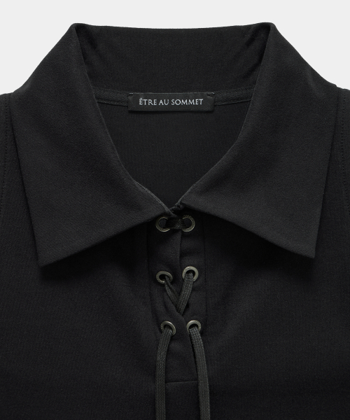 Halter Back Circle Corset Collar Sleeve (Black)