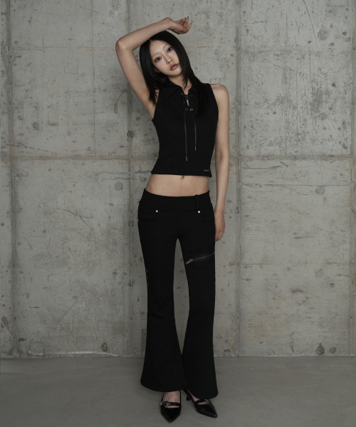 Halter Back Circle Corset Collar Sleeve (Black)