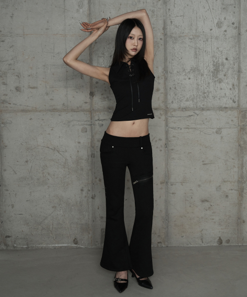 Halter Back Circle Corset Collar Sleeve (Black)
