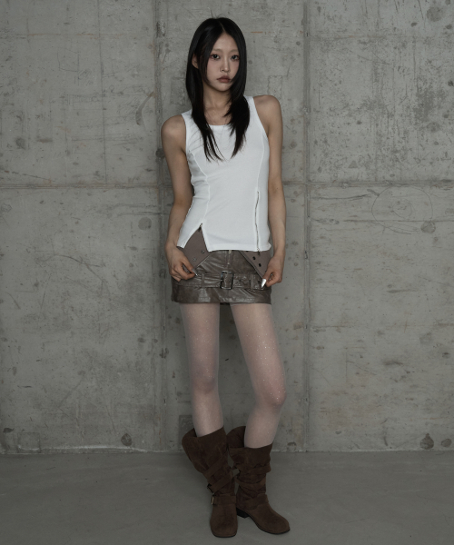 Unbal Panel Open Zipper Point Sleeve (Ivory)