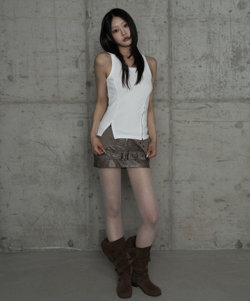 Unbal Panel Open Zipper Point Sleeve (Ivory)
