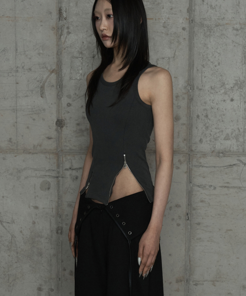 Unbal Panel Open Zipper Point Sleeve (Dark Gray)