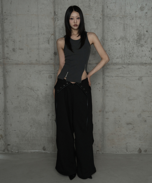 Unbal Panel Open Zipper Point Sleeve (Dark Gray)