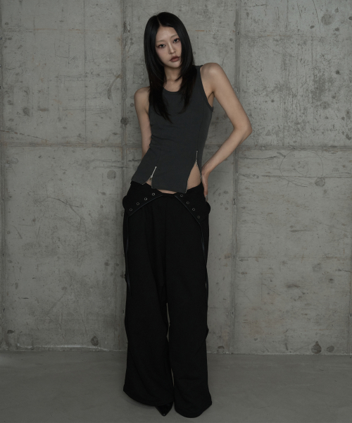 Unbal Panel Open Zipper Point Sleeve (Dark Gray)