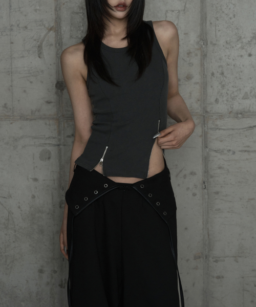 Unbal Panel Open Zipper Point Sleeve (Dark Gray)