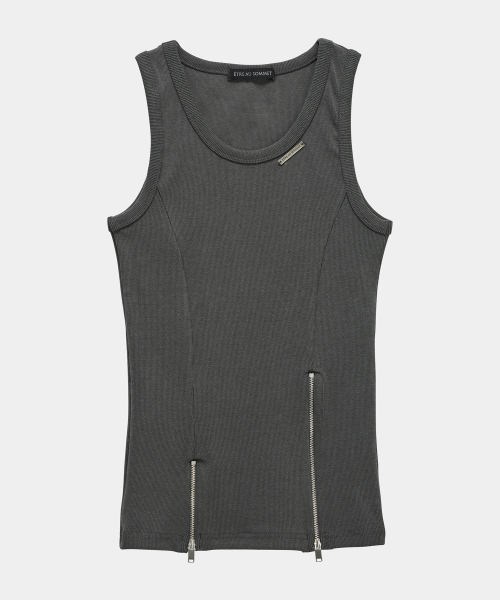 Unbal Panel Open Zipper Point Sleeve (Dark Gray)