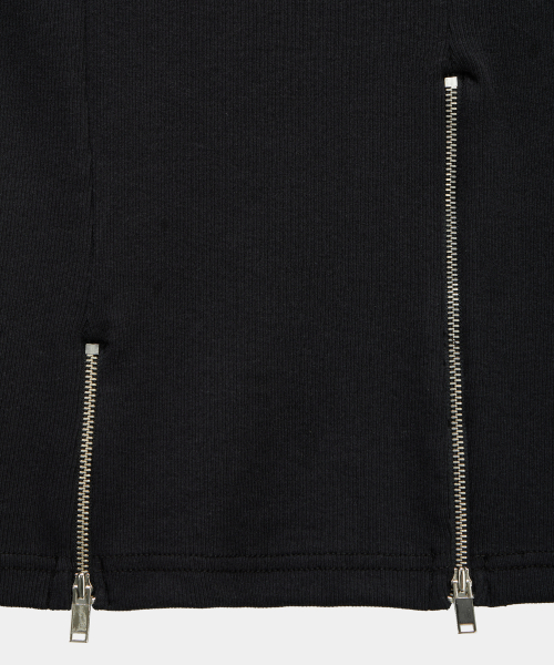 Unbal Panel Open Zipper Point Sleeve (Black)