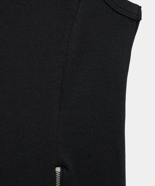 Unbal Panel Open Zipper Point Sleeve (Black)