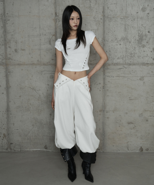 Pigment Damage Panel Short Top (Ivory)