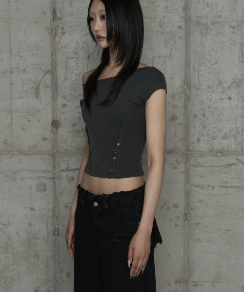 Pigment Damage Panel Short Top (Dark Gray)