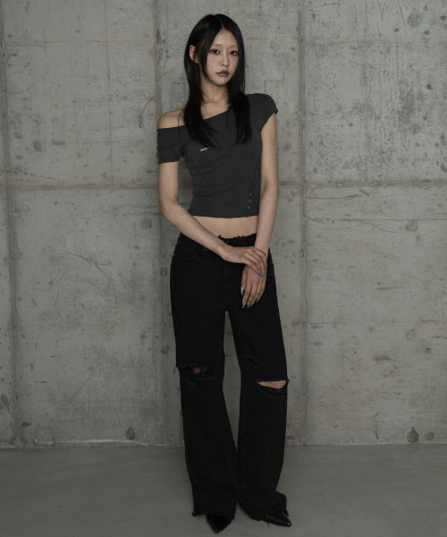 Pigment Damage Panel Short Top (Dark Gray)