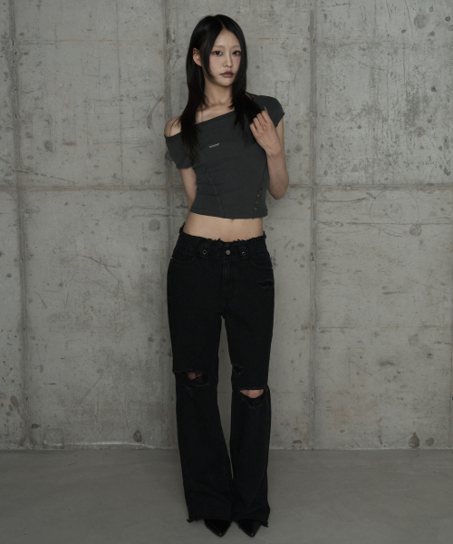 Pigment Damage Panel Short Top (Dark Gray)