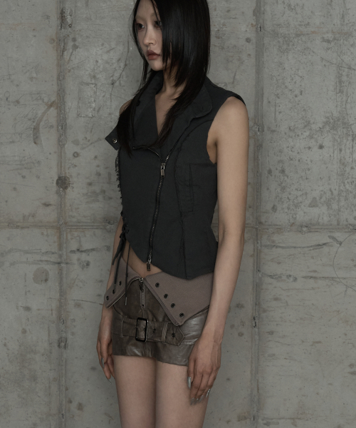 Diagonal Corset Vest (Dark Gray)