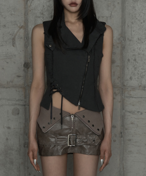 Diagonal Corset Vest (Dark Gray)