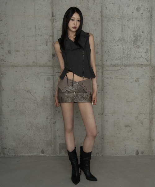 Diagonal Corset Vest (Dark Gray)