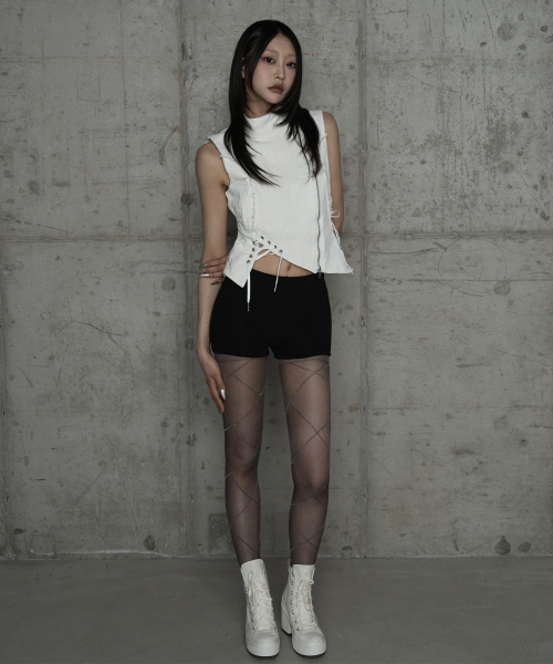 Diagonal Corset Vest (White)