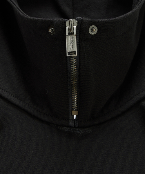 Zipper Halter Turtleneck Point Pocket Hoodie (Black)