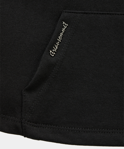 Zipper Halter Turtleneck Point Pocket Hoodie (Black)