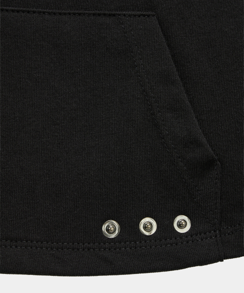 Zipper Halter Turtleneck Point Pocket Hoodie (Black)