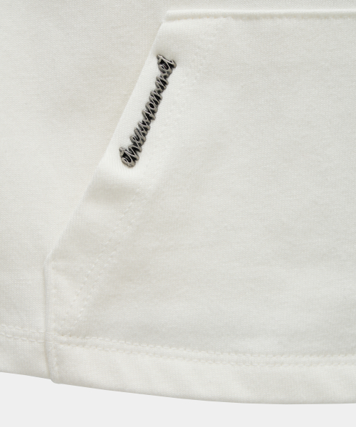 Zipper Halter Turtleneck Point Pocket Hoodie (White)