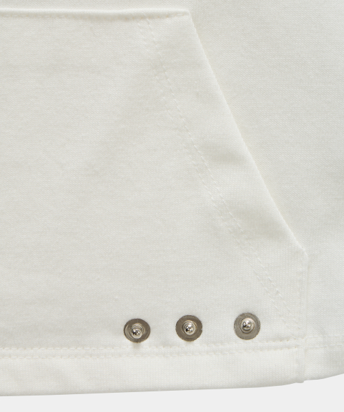 Zipper Halter Turtleneck Point Pocket Hoodie (White)
