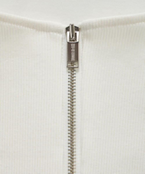 Zipper Halter Turtleneck Point Pocket Hoodie (White)