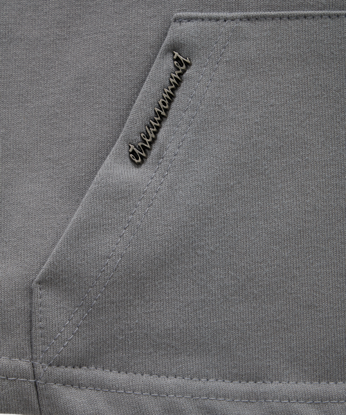Zipper Halter Turtleneck Point Pocket Hoodie (Gray)