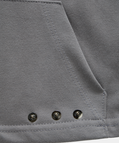 Zipper Halter Turtleneck Point Pocket Hoodie (Gray)