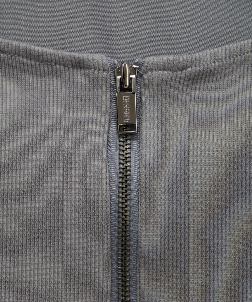 Zipper Halter Turtleneck Point Pocket Hoodie (Gray)