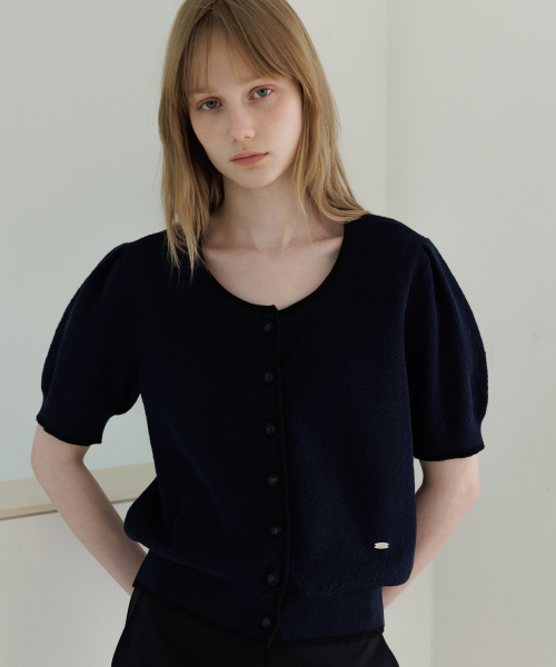 Fine U-Neck Cardigan White_2colors