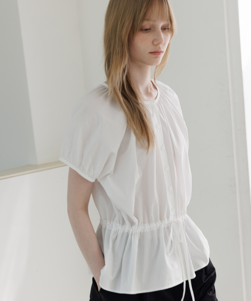 Amie Puff Shirring Blouse_2colors