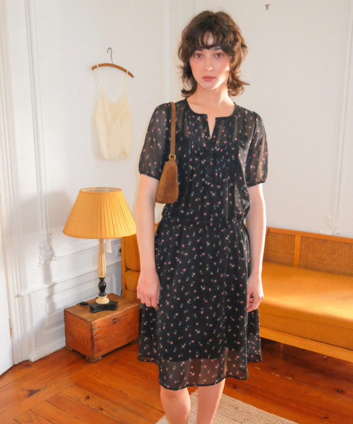 Ann Dress_Black Flower