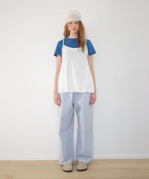 SOFT FRILL BUTTON CAMI TOP SLEEVELESS EYELET WHITE