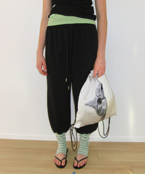 LEG WARMER LAYERED SWEAT PANTS BLACK